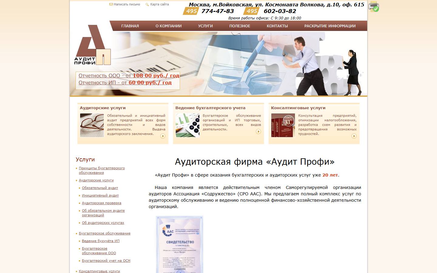 Главная страница сайта Аудит Профи (auditprofi.ru)
