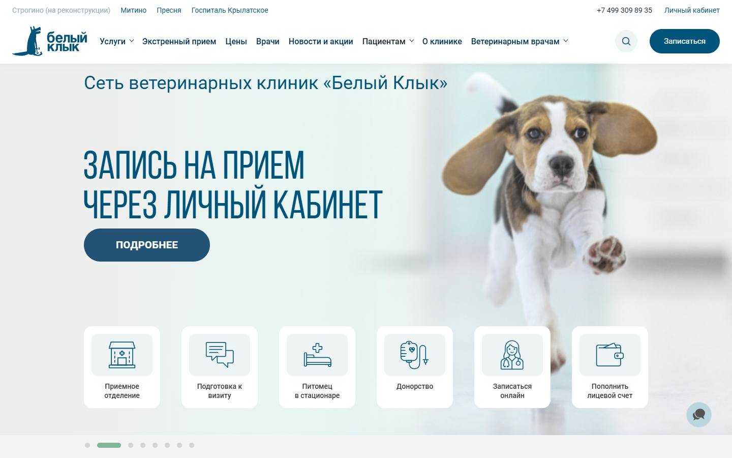 Главная страница сайта Белый клык (bkvet.ru)