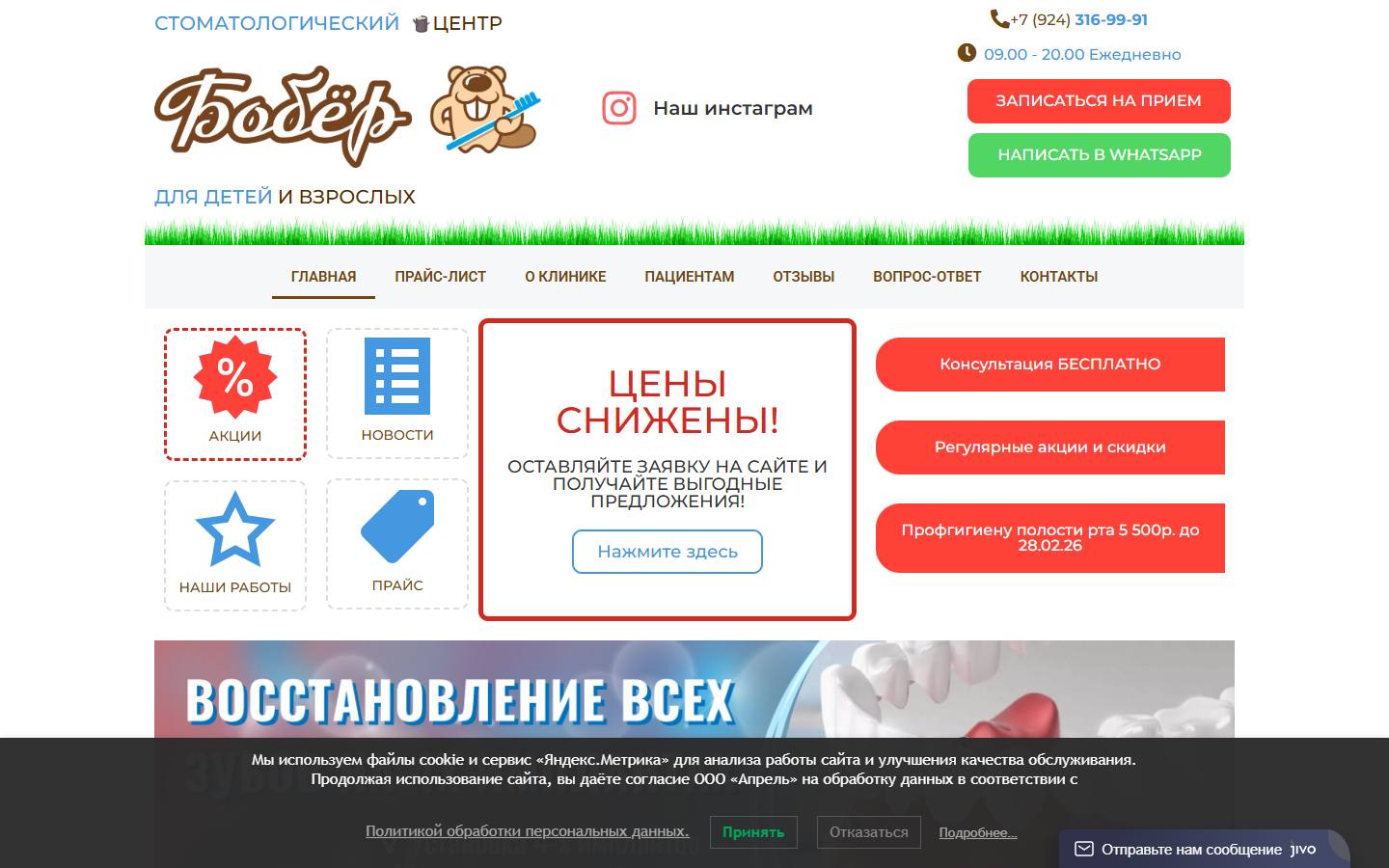 Главная страница сайта Бобёр (bober-stom.ru)