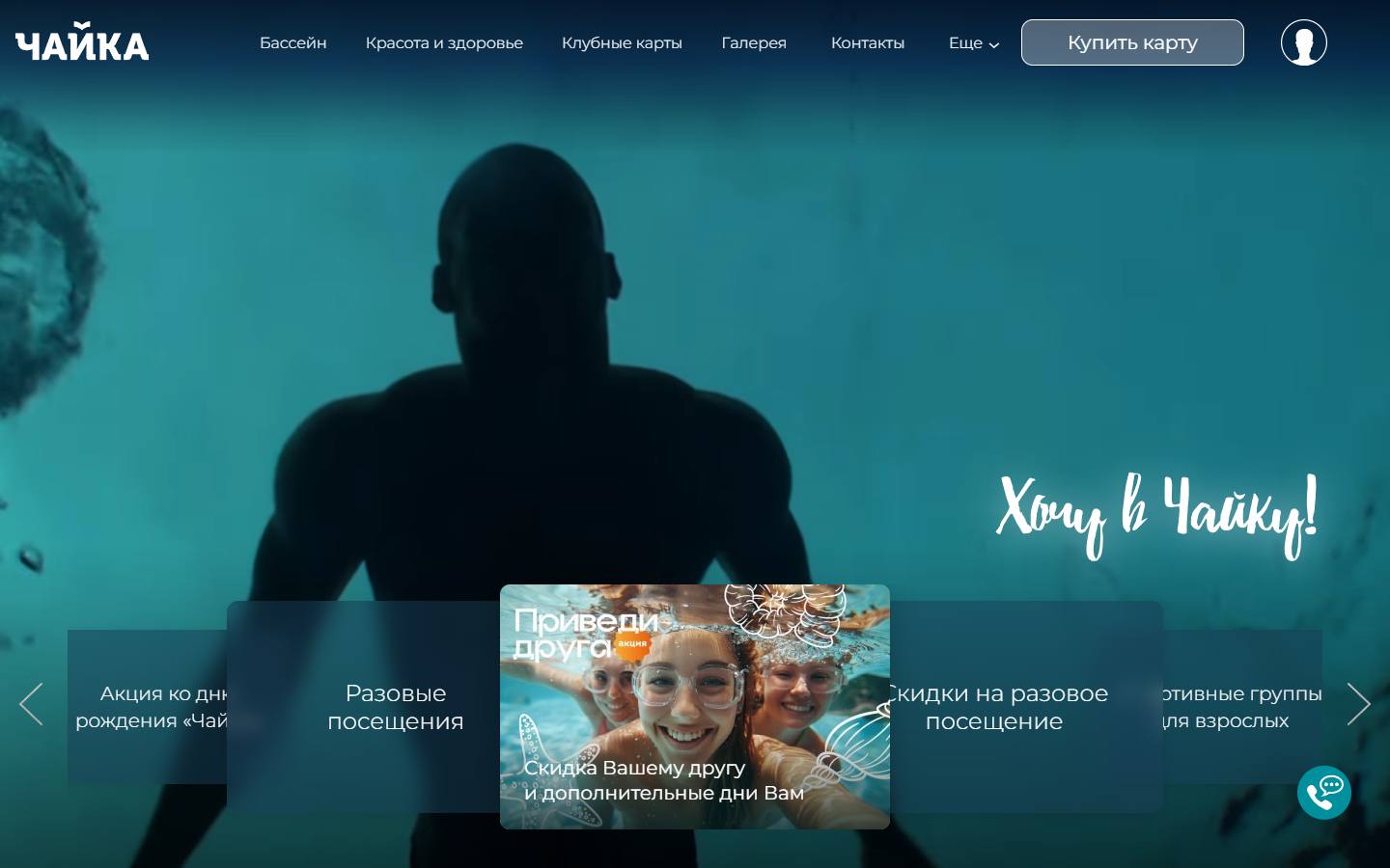 Главная страница сайта Бассейн «Чайка» (chayka-sport.ru)