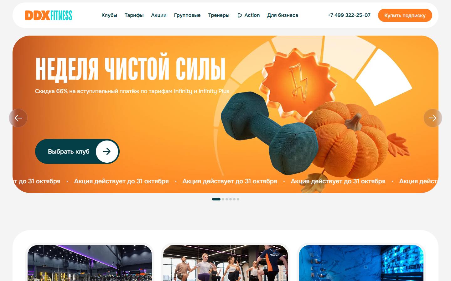 Главная страница сайта DDX Fitness (ddxfitness.ru)