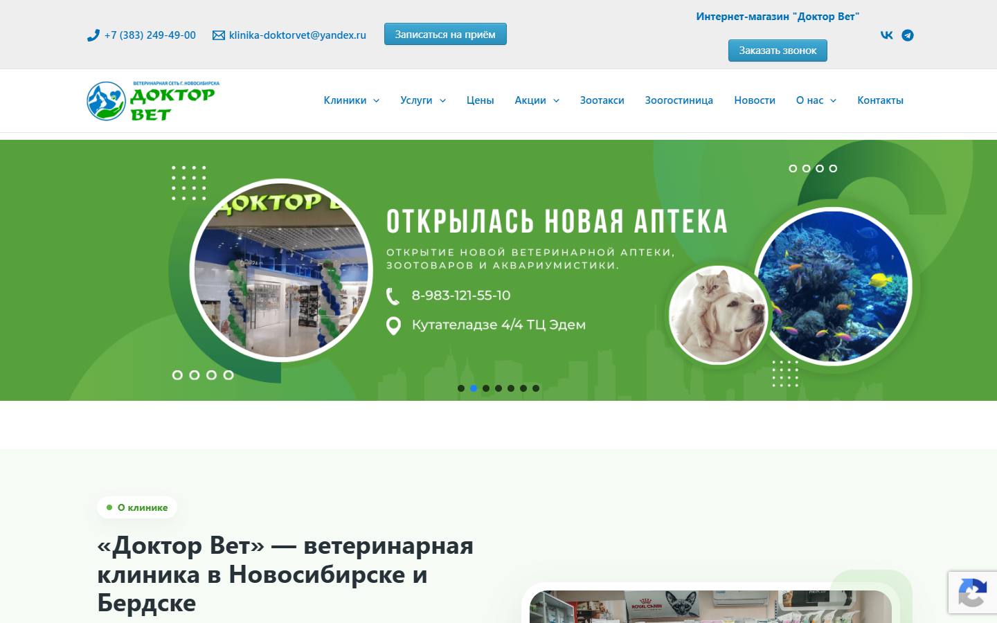 Главная страница сайта Доктор Вет (doctorvet.ru)