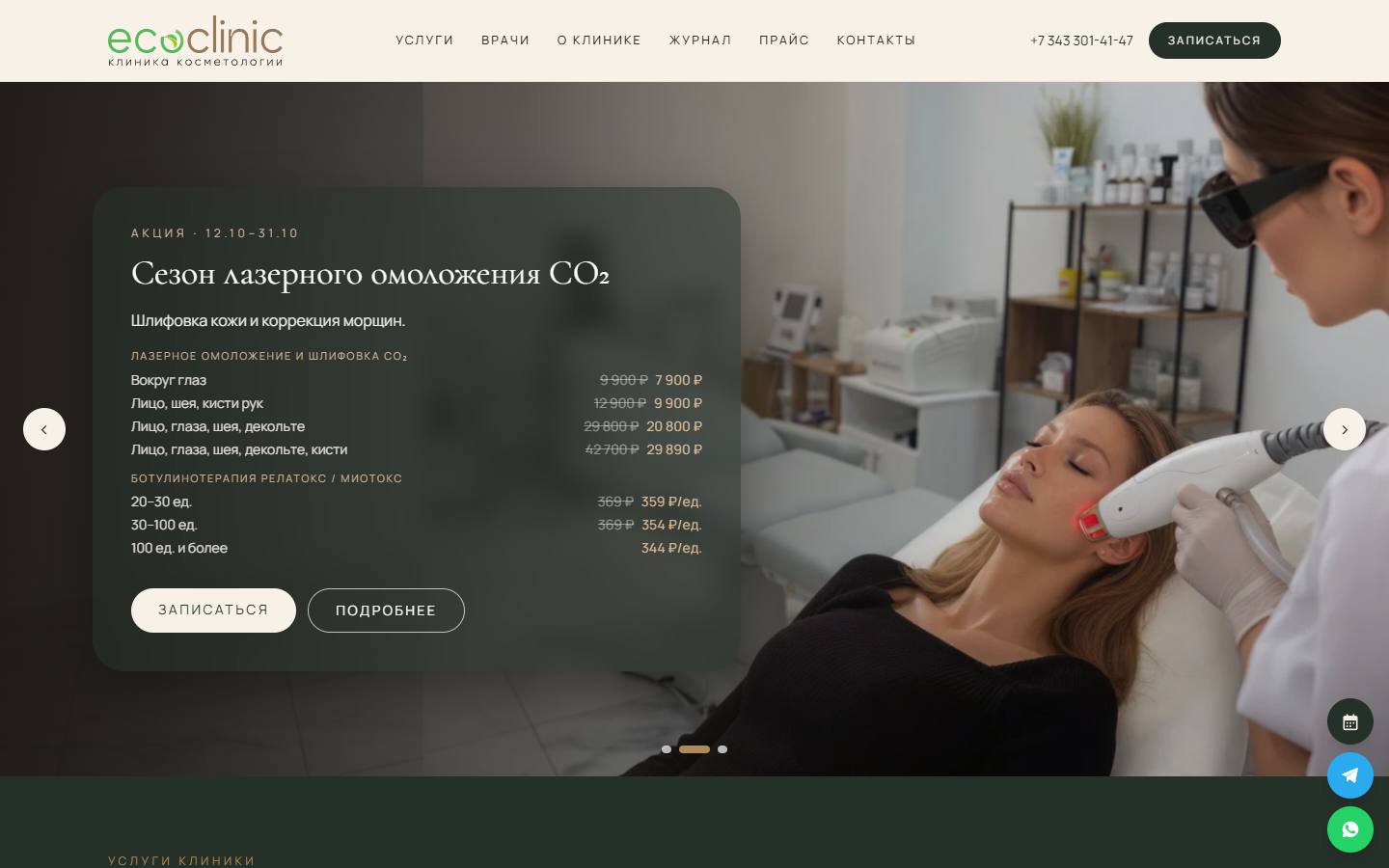 Главная страница сайта Eco Clinic (ecoclinic.pro)