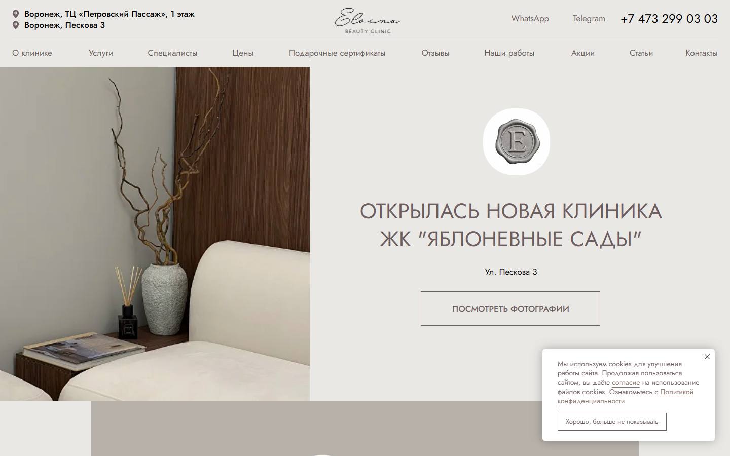 Главная страница сайта Elvina Beauty Clinic (elvina-bc.ru)