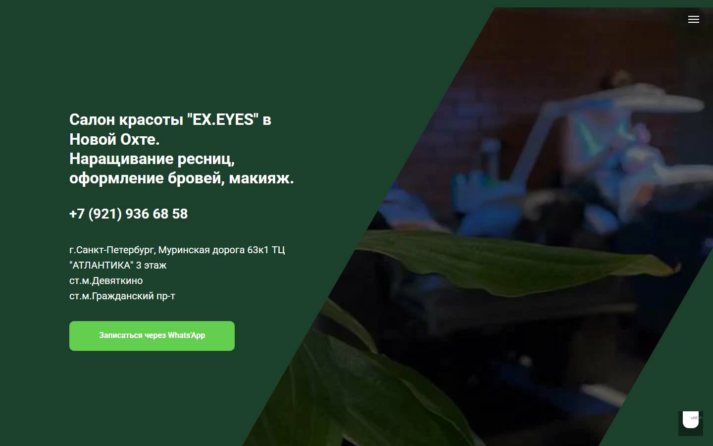 Главная страница сайта Ex. Eyes (exeyes-spb.ru)