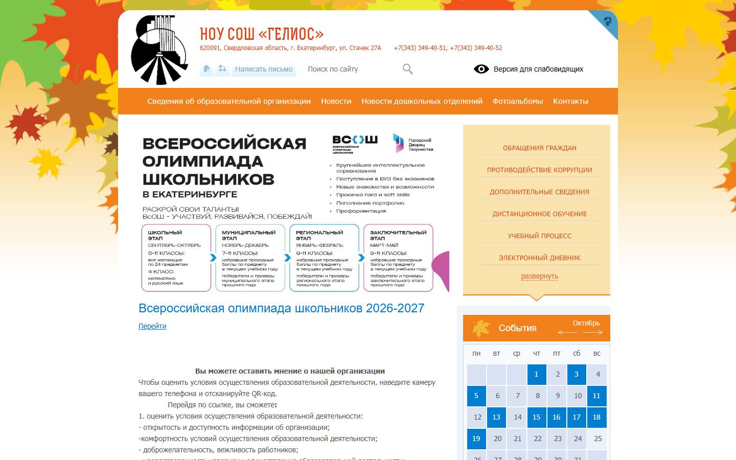 Главная страница сайта Школа Гелиос (gelios66.ru)