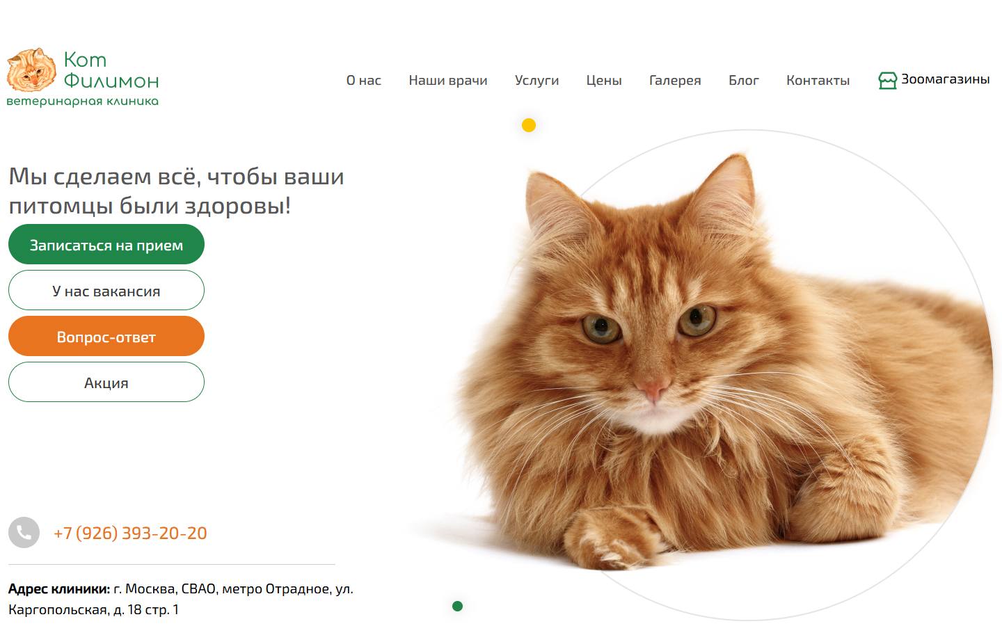 Главная страница сайта Кот Филимон (kot-filimon.ru)