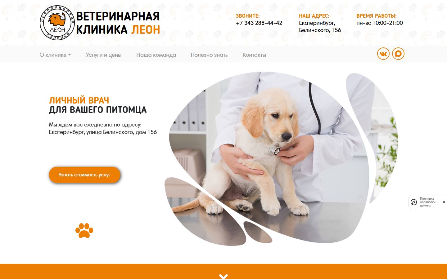 Главная страница сайта Леон (leonvet.ru)