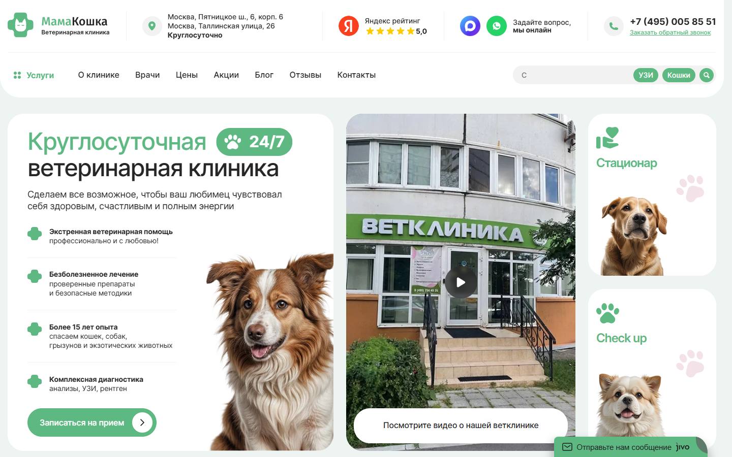 Главная страница сайта Мама кошка (mamakoshka.ru)