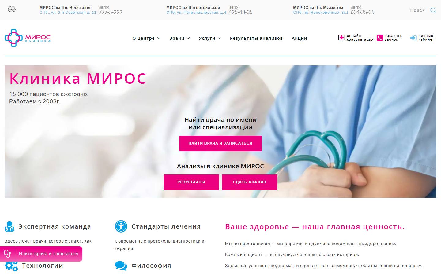 Главная страница сайта МИРОС (medis-spb.ru)