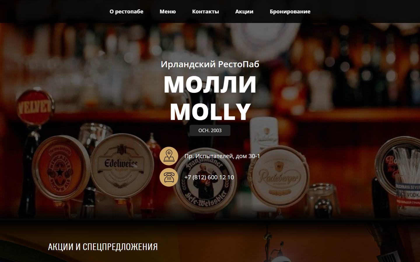 Главная страница сайта Молли (mollypub.ru)