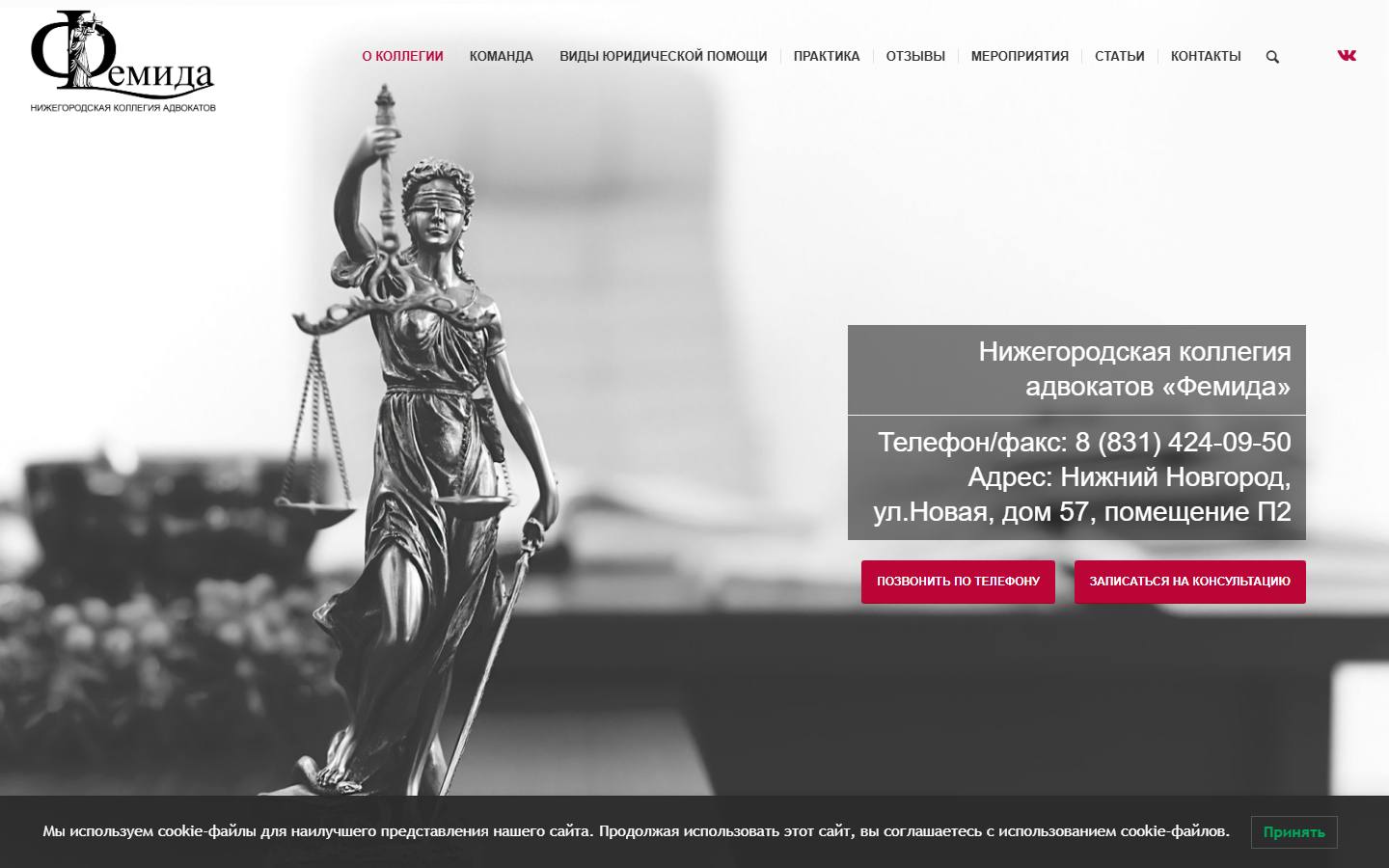 Главная страница сайта Коллегия адвокатов «Фемида» (nkaf.ru)
