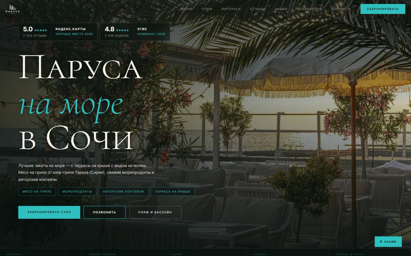 Главная страница сайта Паруса на море (parusanamore.ru)