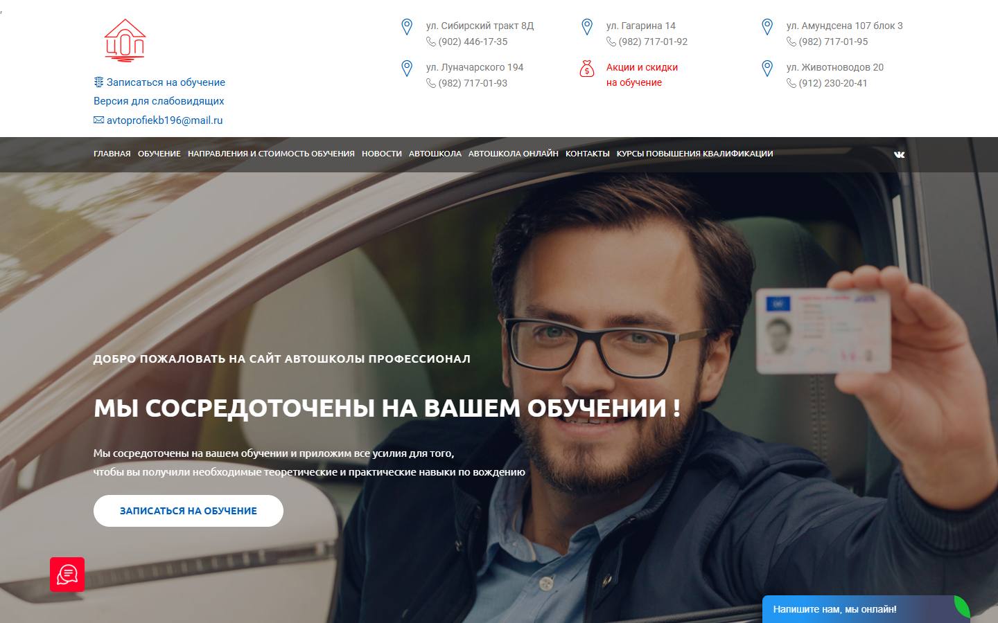 Главная страница сайта Профессионал (profi196.ru)