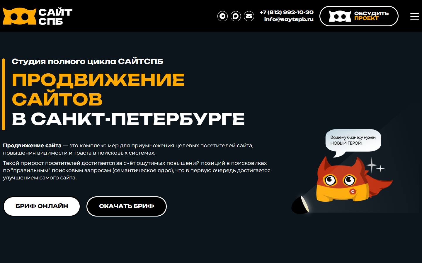 Главная страница сайта Saytspb (saytspb.ru)