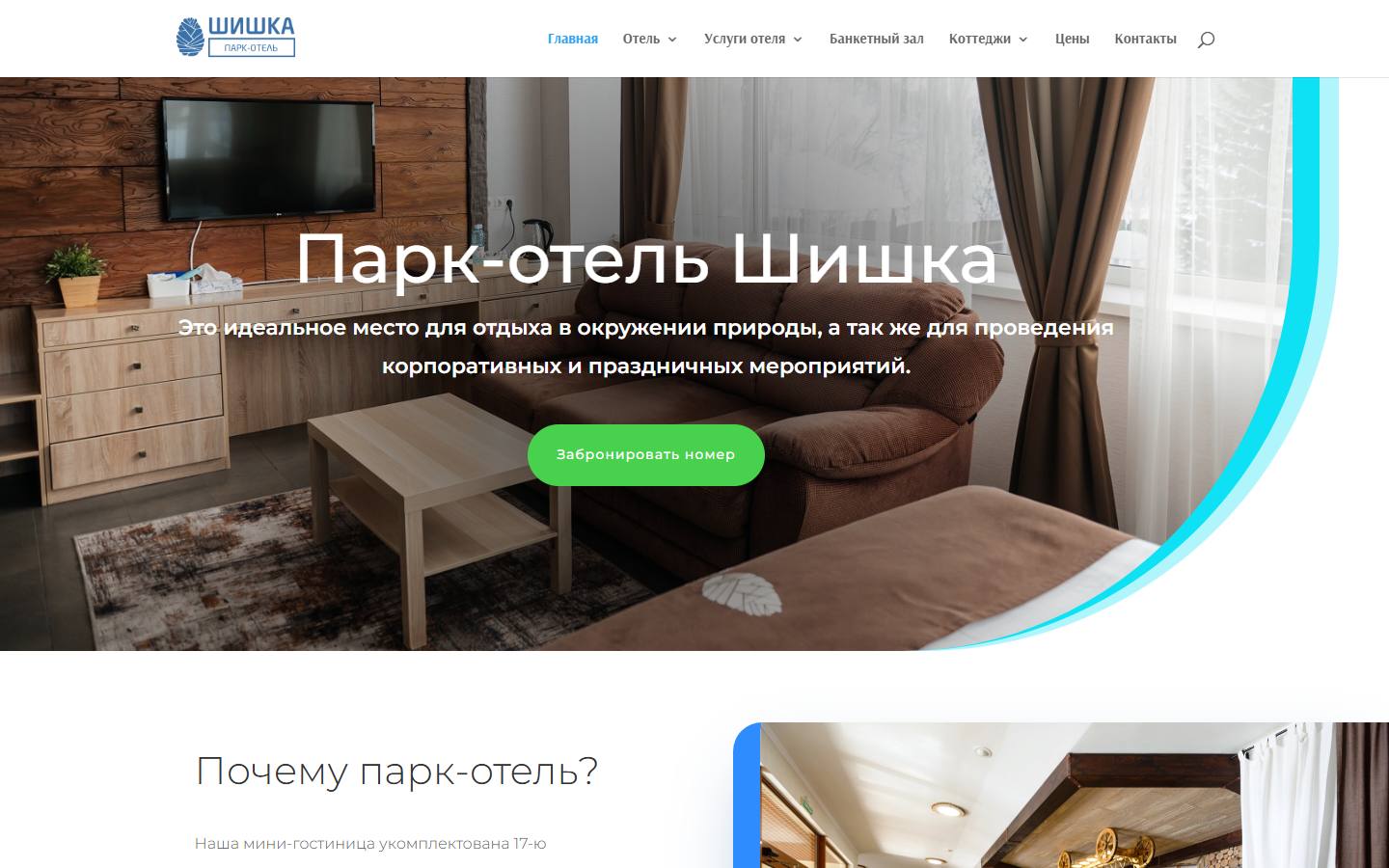 Главная страница сайта Парк-отель Шишка (shishka-hotel.com)