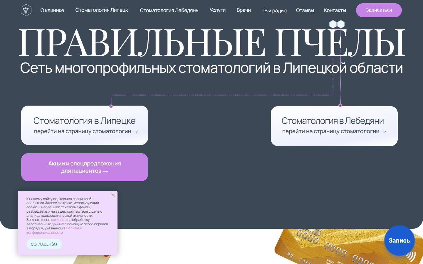 Главная страница сайта Стоматология Правильные пчёлы (stom-pchely48.ru)