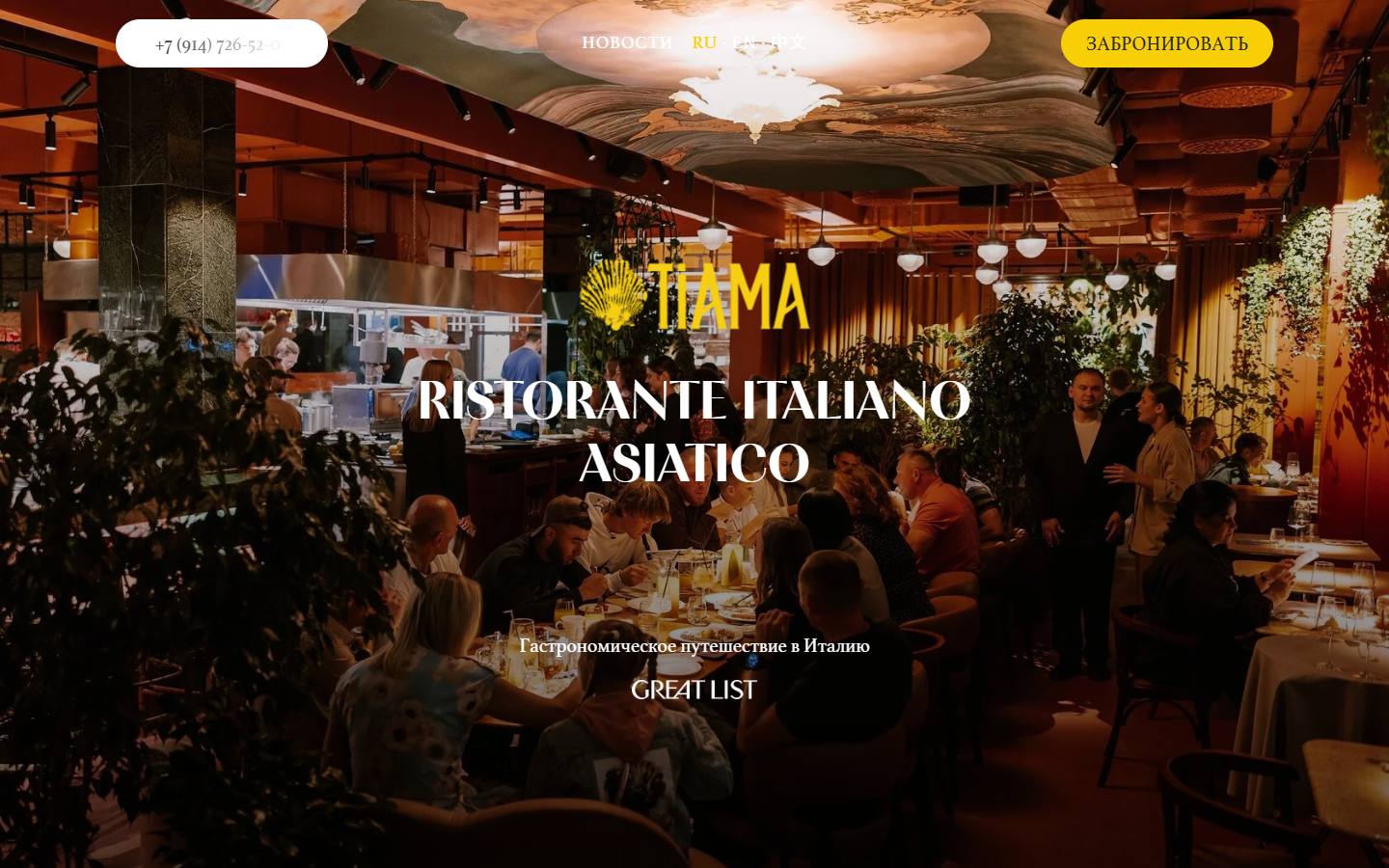 Главная страница сайта TiAMA (tiama.rest)