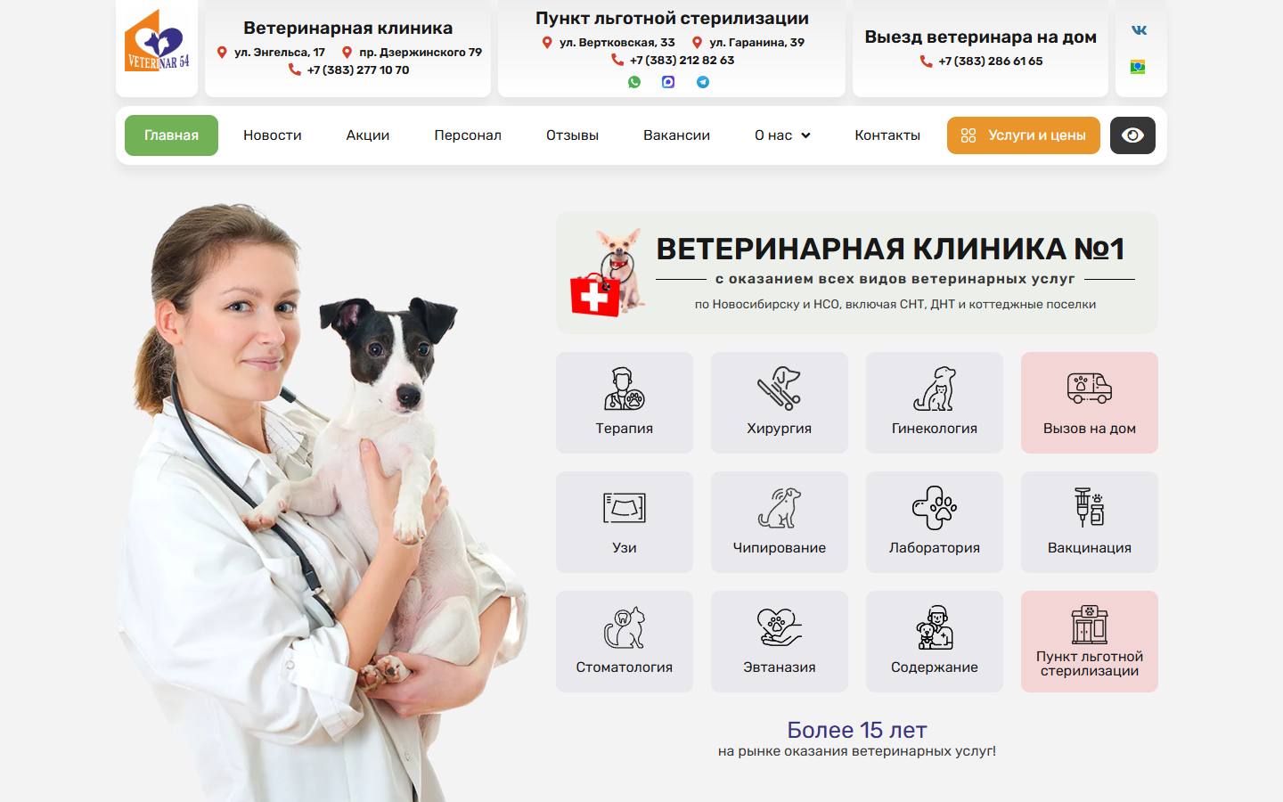 Главная страница сайта Ветеринар 54 (veterinar54.ru)