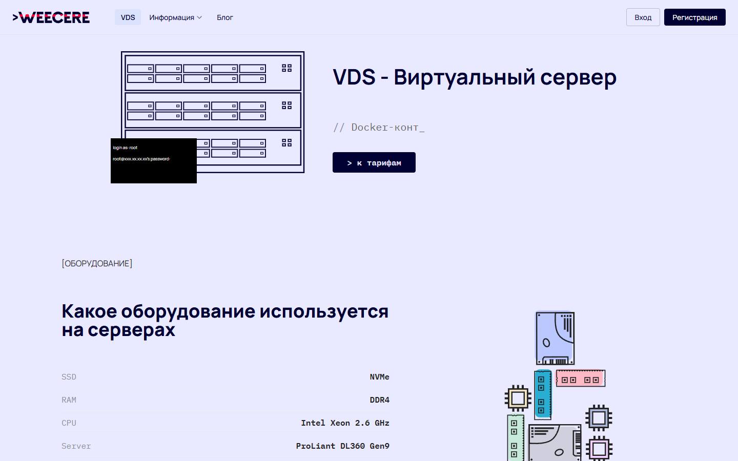 Главная страница сайта VDS-виртуальные серверы (weecere.com)