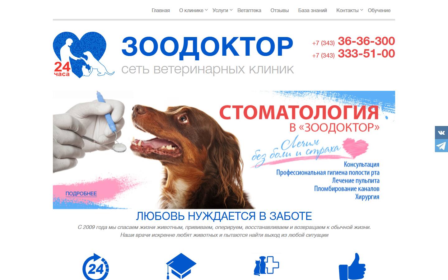 Главная страница сайта Зоодоктор (zoodoktor96.ru)